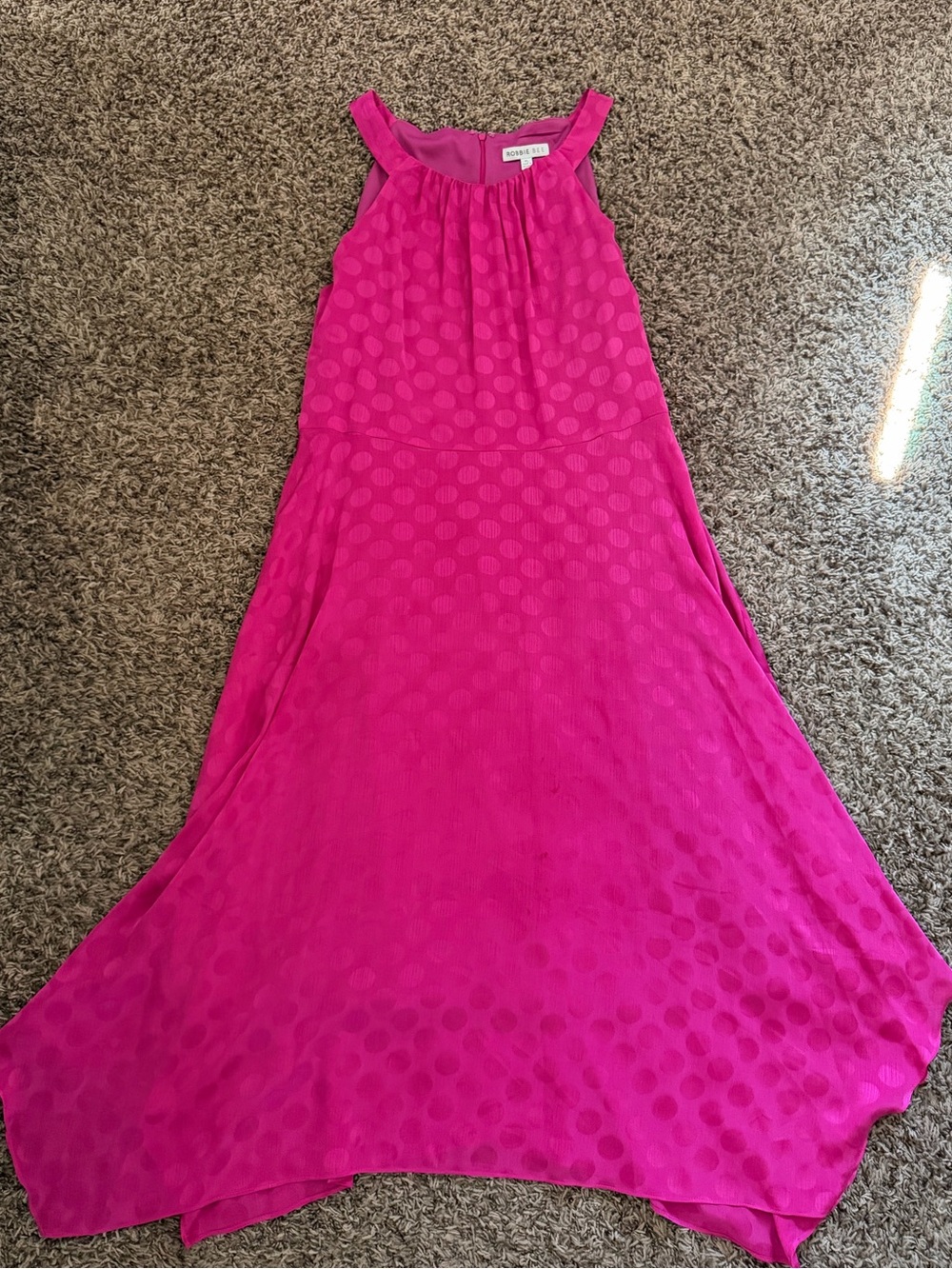 Robbie Bee Hot Pink Sleeveless Asymmetrical Maxi Dress